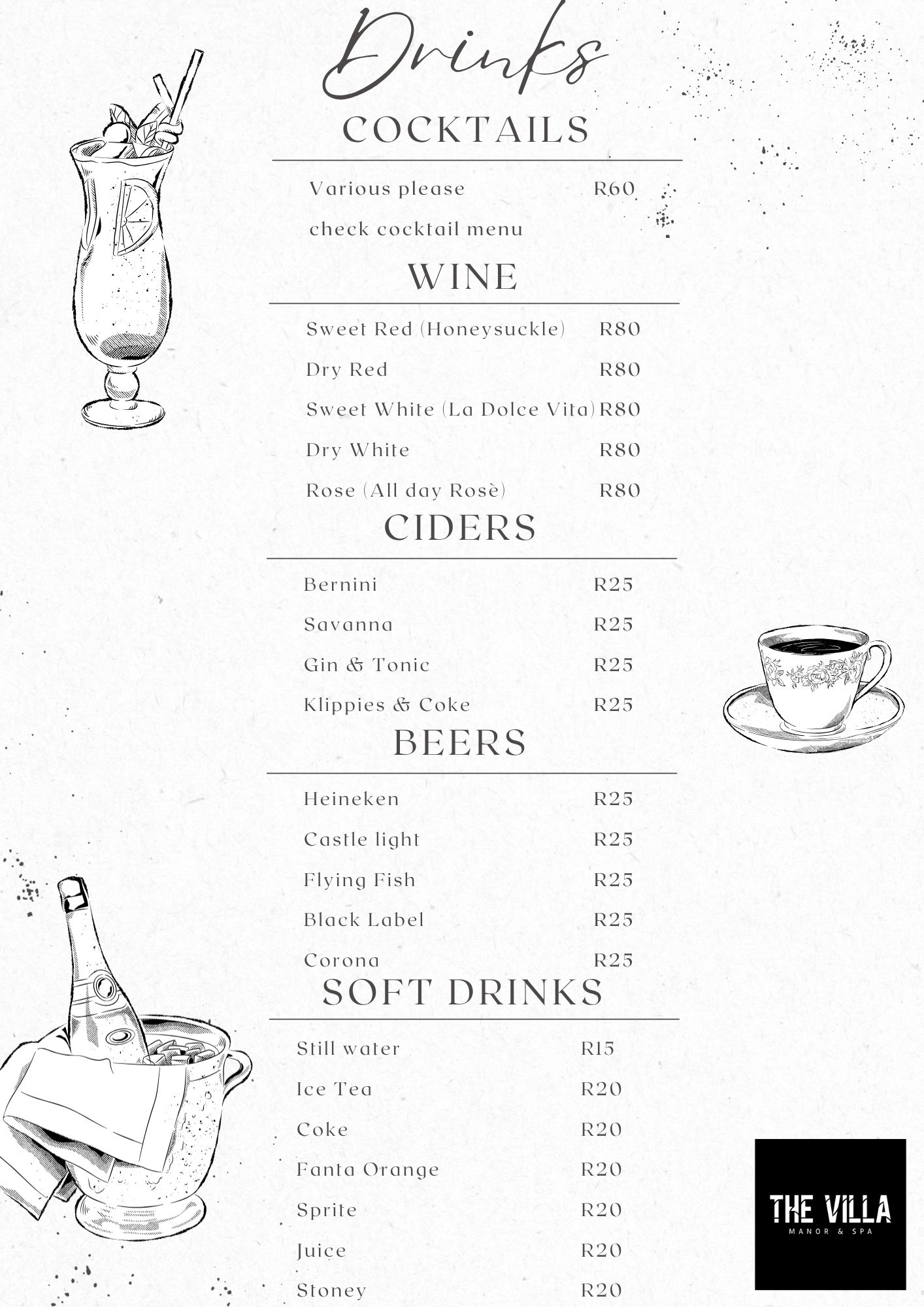 Villa Bar Menu